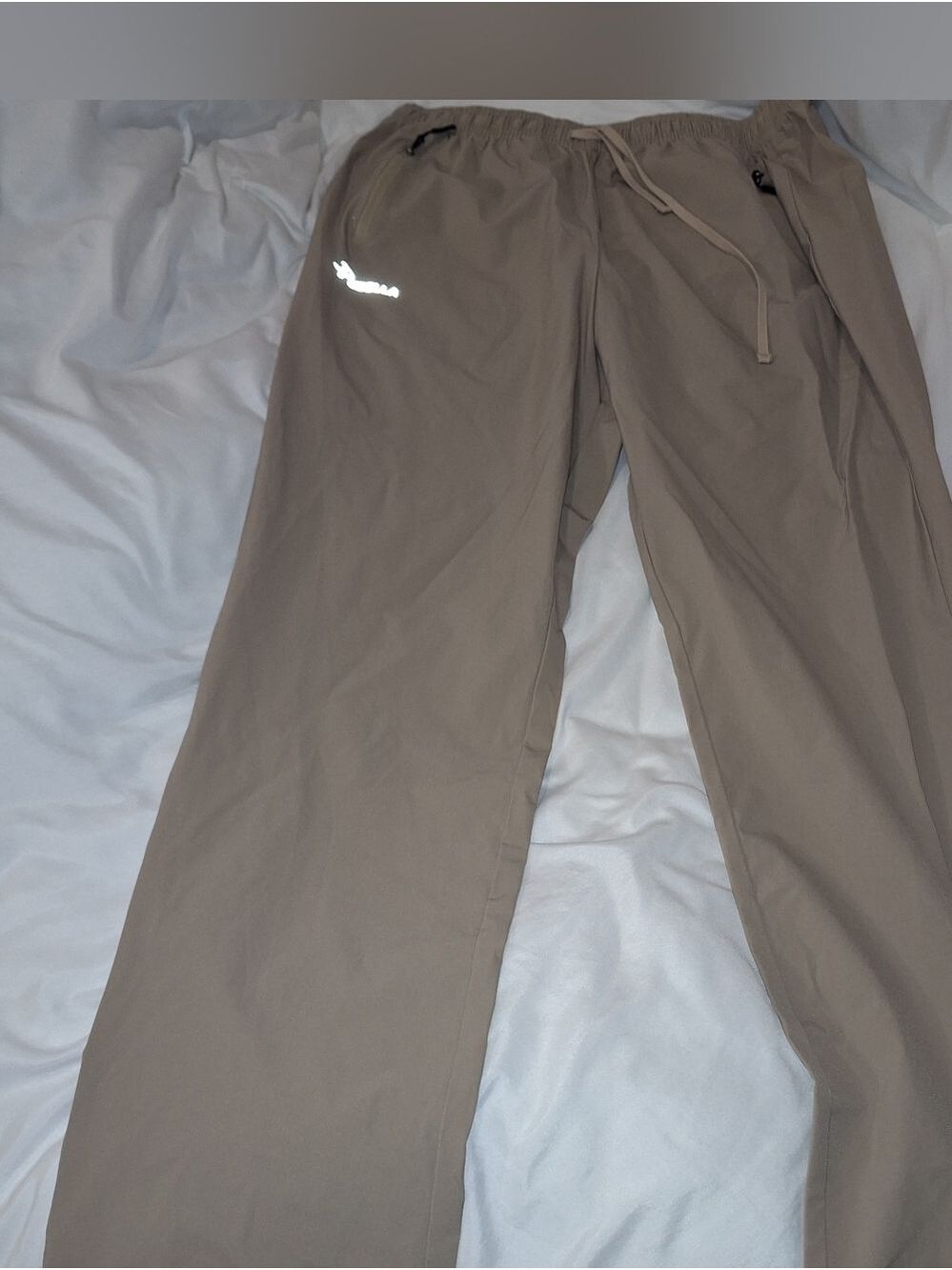 Pudolla Tan Joggers Large Drawstring Zipper Pocket